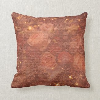 Elegant Vintage Flowers Sparkles On Paper Texture Throw Pillow