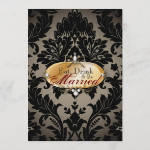 Elegant vintage formal damask rehearsal dinner invitation