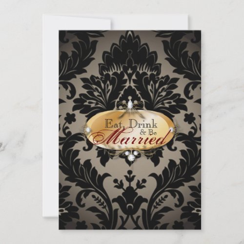 Elegant vintage formal damask rehearsal dinner invitation