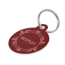 Elegant vintage frame and name Round Pet Tag