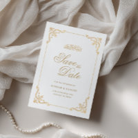 Elegant Vintage Frame Gold Script Muslim Wedding