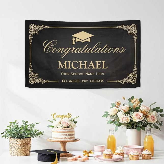 Elegant Vintage Frame Graduate Party Banner (Creator Uploaded)