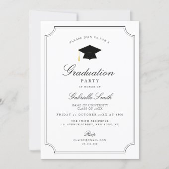 Elegant vintage frame graduation party invitation | Zazzle