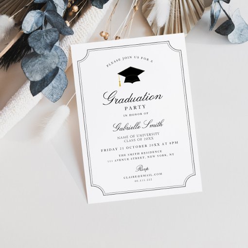 Elegant vintage frame graduation party invitation | Zazzle