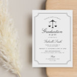 Elegant vintage frame law school graduation party invitation<br><div class="desc">An elegant vintage frame graduation invitation card with black and white colors and a law school symbol. The text details and image can be personalized.</div>