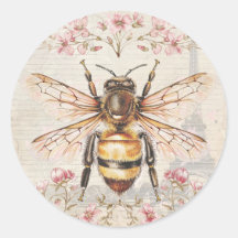 Elegant Vintage French Bee Stickers