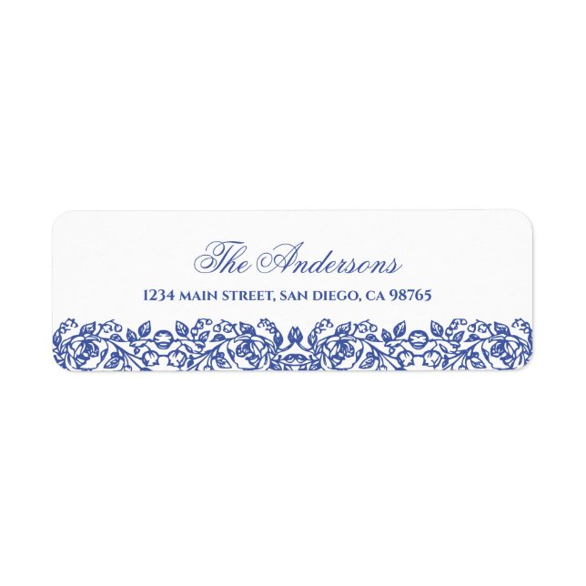 Elegant Vintage French blue Floral  Label (Front)