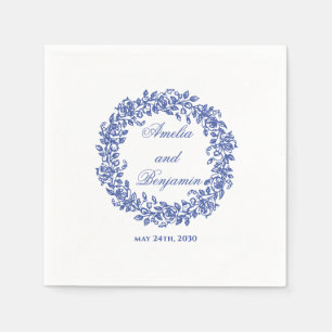 Elegant Vintage French Blue Floral Napkins
