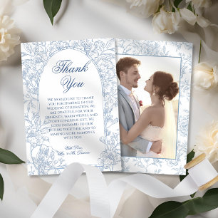 Elegant Vintage French Blue Floral Toile Wedding Thank You Card