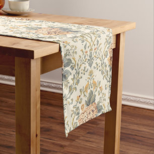 Elegant Vintage French Engraved Floral Pattern Short Table Runner