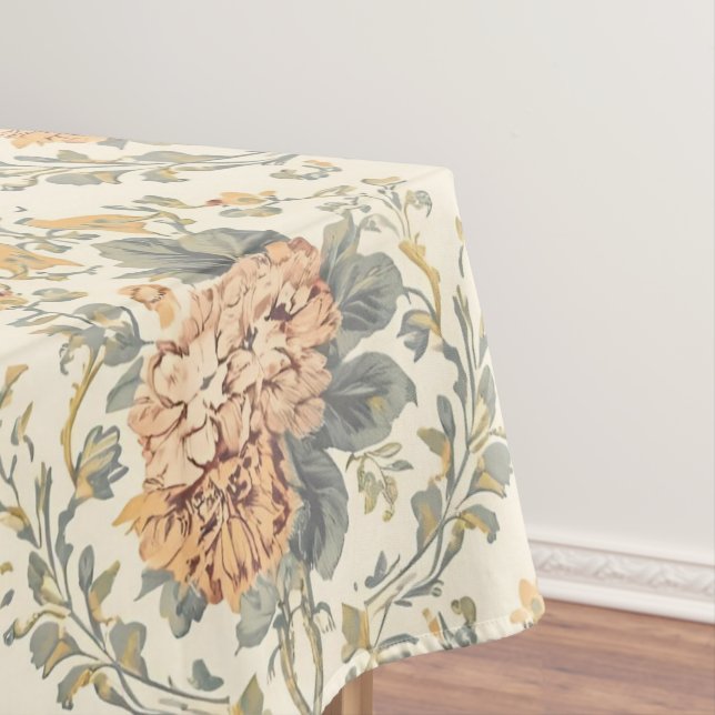 Elegant Vintage French Engraved Floral  Pattern Tablecloth (In Situ)