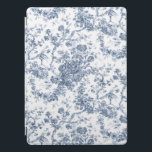 Elegant Vintage French Engraved Floral Toile-Blue iPad Pro Cover<br><div class="desc">Elegant and ornate vintage blue and white toile de jouy pattern featuring exotic flowers,  vines and foliage intertwined with garlands and baskets of roses. This pattern was adapted from an historic French textile fragment ca 1910 in the Smithsonian collection. Pattern is high res but cannot be tiled.</div>
