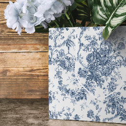 Elegant Vintage French Engraved Floral Toile-Blue Large Gift Bag