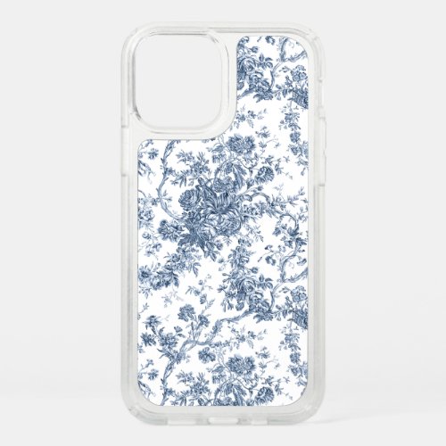 Elegant Vintage French Engraved Floral Toile_Blue Speck iPhone 12 Pro Case