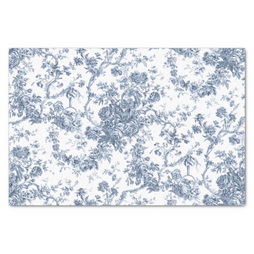 Elegant Vintage French Engraved Floral ToileBlue Tissue Paper Zazzle