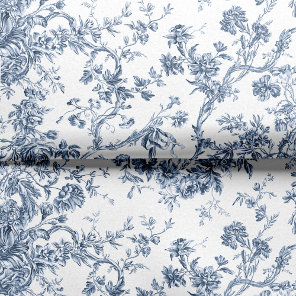 Elegant Vintage French Engraved Floral Toile-Blue Tissue Paper