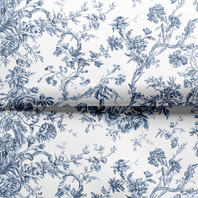 Elegant Vintage French Engraved Floral Toile-Blue Tissue Paper (Creator Uploaded)