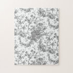 Elegant Vintage French Engraved Floral Toile-Gray Jigsaw Puzzle<br><div class="desc">Elegant and ornate gray and white vintage toile de jouy pattern featuring exotic flowers,  vines and foliage intertwined with garlands and baskets of roses. This pattern was adapted from an historic French textile fragment ca 1910 in the Smithsonian collection. Pattern is high res but cannot be tiled.</div>