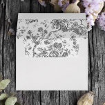 Elegant Vintage French Engraved Floral Toile-Grey Envelope<br><div class="desc">Elegant and ornate grey and white vintage toile de jouy pattern featuring exotic flowers,  vines and foliage intertwined with garlands and baskets of roses. This pattern was adapted from an historic French textile fragment ca 1910 in the Smithsonian collection.</div>