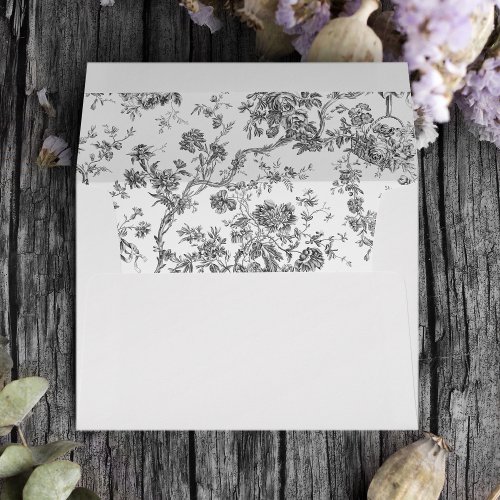 Elegant Vintage French Engraved Floral Toile_Grey Envelope