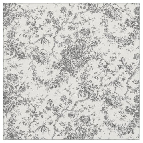 Elegant Vintage French Engraved Floral Toile_Grey Fabric