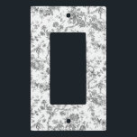 Elegant Vintage French Engraved Floral Toile-Grey Light Switch Cover<br><div class="desc">Elegant and ornate grey and white vintage toile de jouy pattern featuring exotic flowers,  vines and foliage intertwined with garlands and baskets of roses. This pattern was adapted from an historic French textile fragment ca 1910 in the Smithsonian collection. Pattern is high res but cannot be tiled.</div>