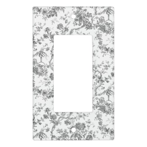 Elegant Vintage French Engraved Floral Toile_Grey Light Switch Cover