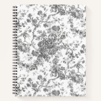 Elegant Vintage French Engraved Floral Toile-Grey