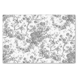 Elegant Vintage French Engraved Floral Toile-Grey Tissue Paper