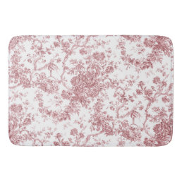 Elegant Vintage French Engraved Floral Toile-Pink Bath Mat