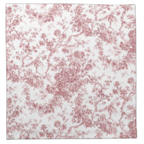 Elegant Vintage French Engraved Floral Toile-Pink Cloth Napkin