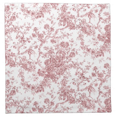 Elegant Vintage French Engraved Floral Toile_Pink Cloth Napkin