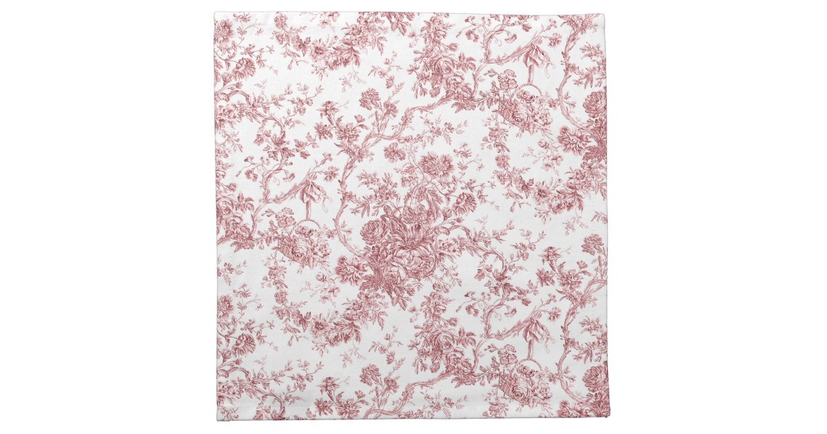 Elegant Vintage French Engraved Floral Toile-Pink Cloth Napkin | Zazzle