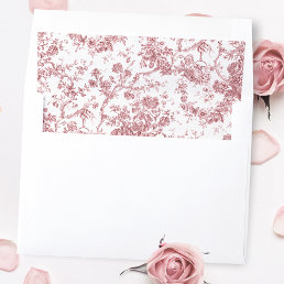 Elegant Vintage French Engraved Floral Toile-Pink Envelope Liner