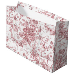 Elegant Vintage French Engraved Floral Toile-Pink Large Gift Bag