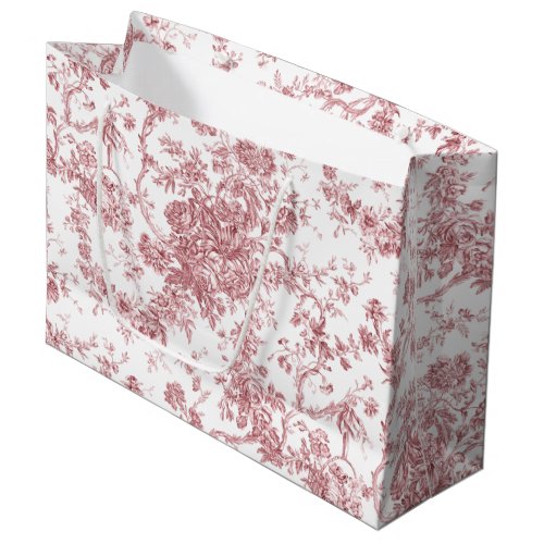 Elegant Vintage French Engraved Floral Toile_Pink Large Gift Bag