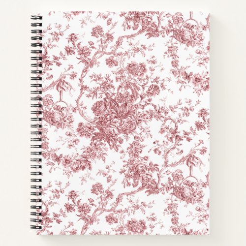 Elegant Vintage French Engraved Floral Toile_Pink  Notebook