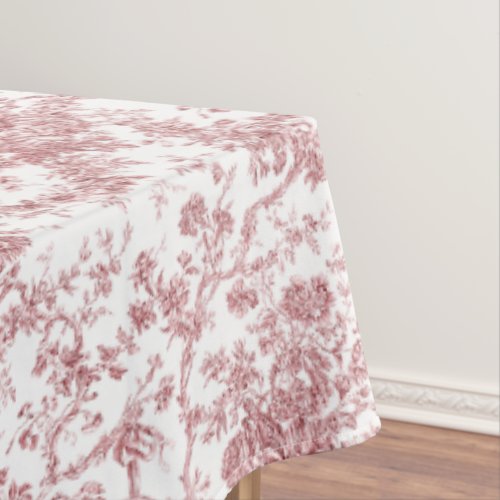 Elegant Vintage French Engraved Floral Toile_Pink Tablecloth
