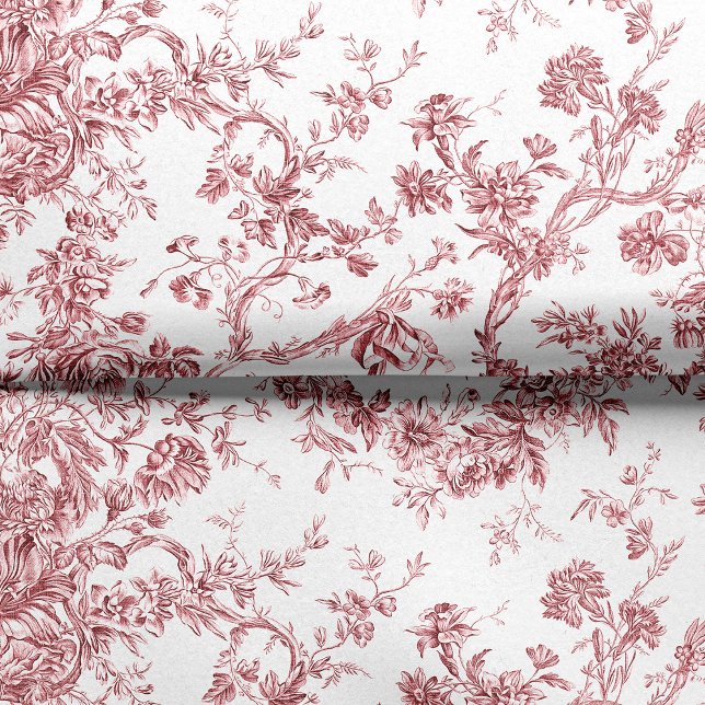Elegant Vintage French Engraved Floral Toile-Pink Tissue Paper (Creator Uploaded)