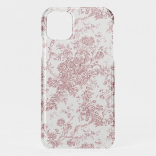 Elegant Vintage French Engraved Floral Toile_Pink iPhone 11 Case