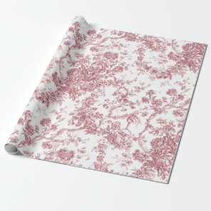 Elegant Vintage French Engraved Floral Toile-Pink Wrapping Paper