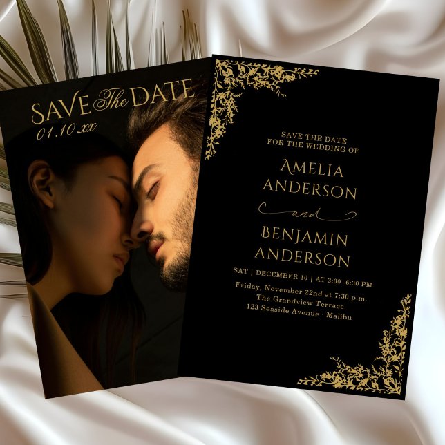 Elegant Vintage French  Gold Floral Wedding  Invitation (Creator Uploaded)