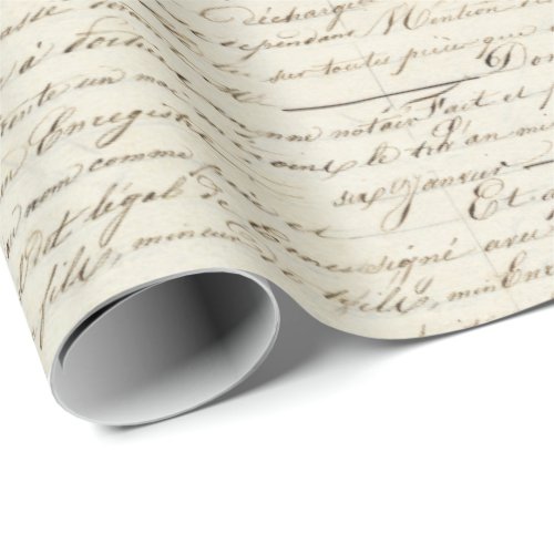 Elegant Vintage French Handwritten Letter Script Wrapping Paper