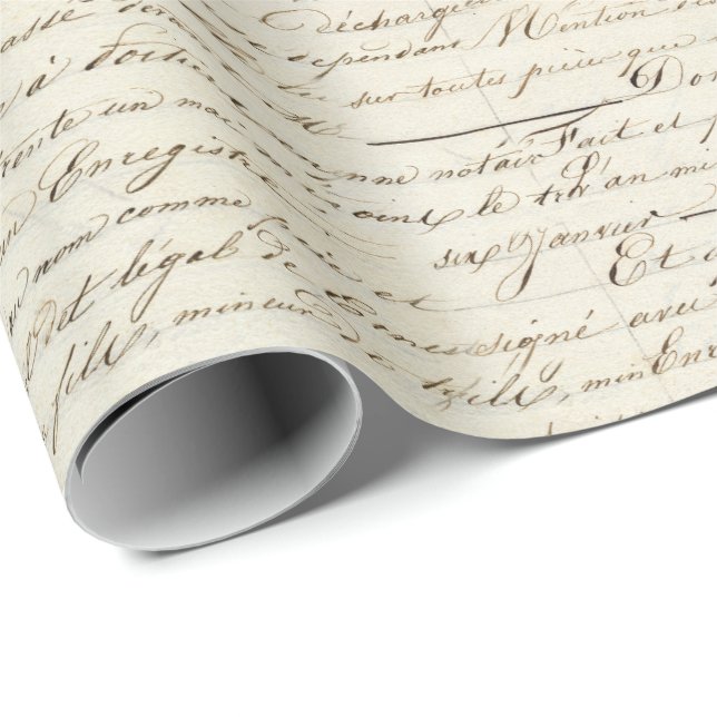 Elegant Vintage French Handwritten Letter Script Wrapping Paper (Roll Corner)