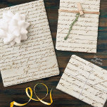 Elegant Vintage French Handwritten Letter Script Wrapping Paper Sheets