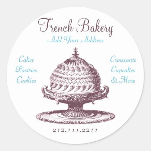 Elegant Vintage French Pastries Bakery Cake Shop Classic Round Sticker