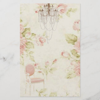 Elegant Vintage  French Pink Floral Chandelier Stationery