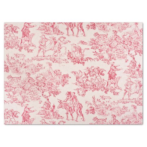 Elegant Vintage French  Pink Toile De Jouy Pattern Tissue Paper