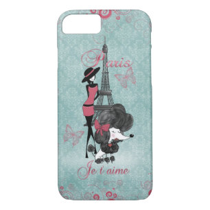 Elegant vintage French poodle girls silhouette iPhone 8/7 Case