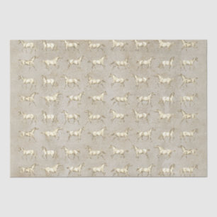 Elegant Vintage Galloping Horses Beige Kraft Tissue Paper